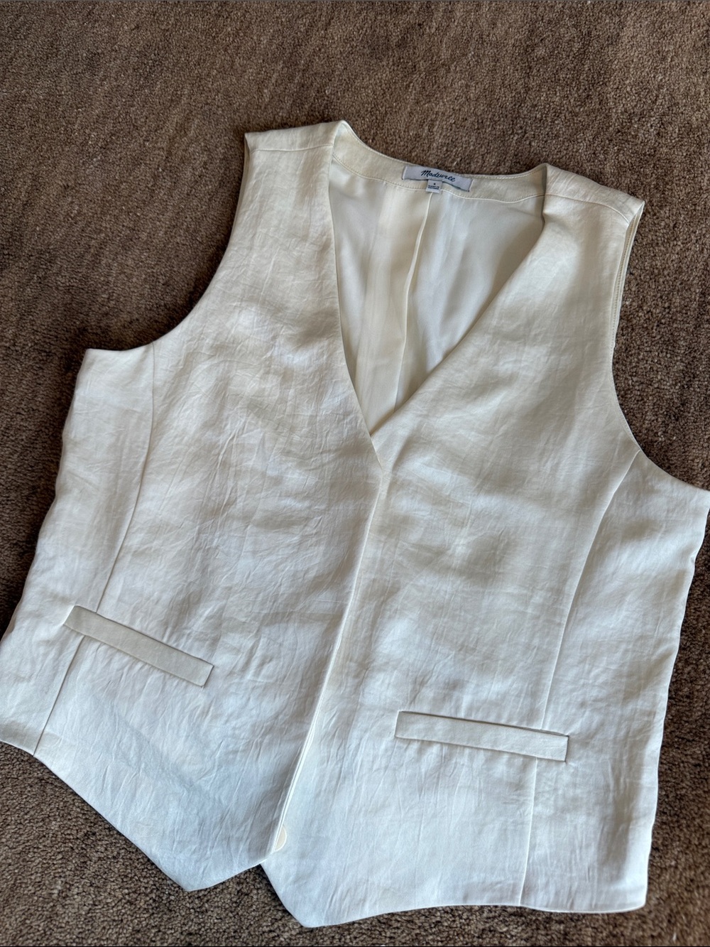 Madewell silk V-Neck Vest in light yellow